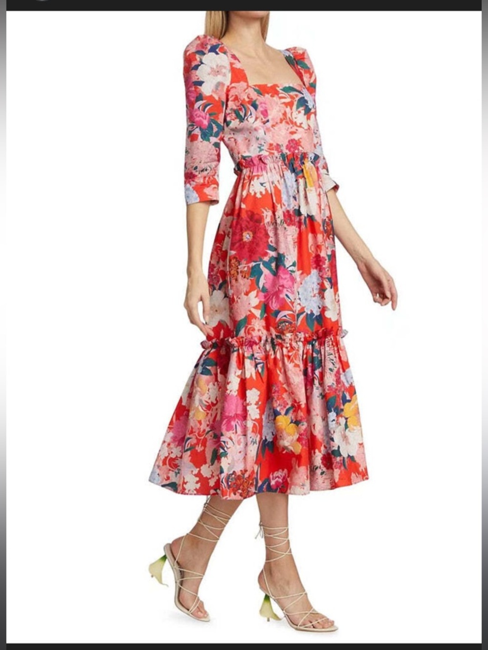 Cara Cara Red Floral Midi Skirt with Pink and red blue hill dress size 0